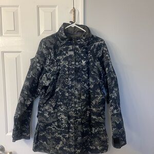 Camo, Navy issue blue digital camo parka.